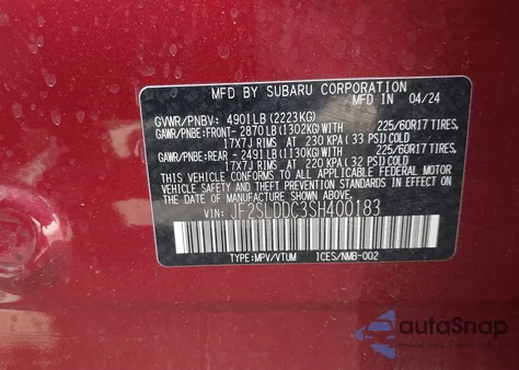 2025 Subaru Forester Premium из США, поврежденный, VIN JF2SLDDC3SH400183